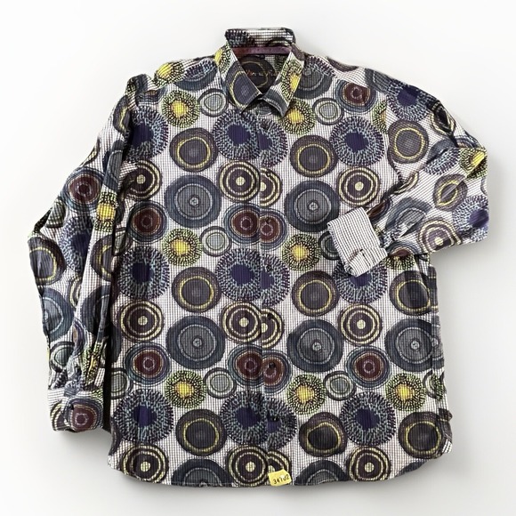 Other - Visconti Black Size XXL Mens Button Front Shirt Windowpane Circles Flip Cuff